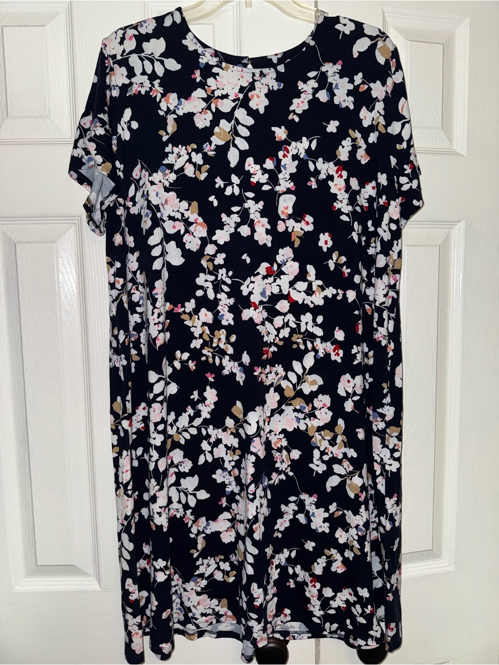J. Jill XL Navy Floral Wearever Dress
